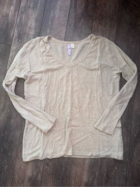 Alya Light Beige V-Neck Long Sleeve Sweater